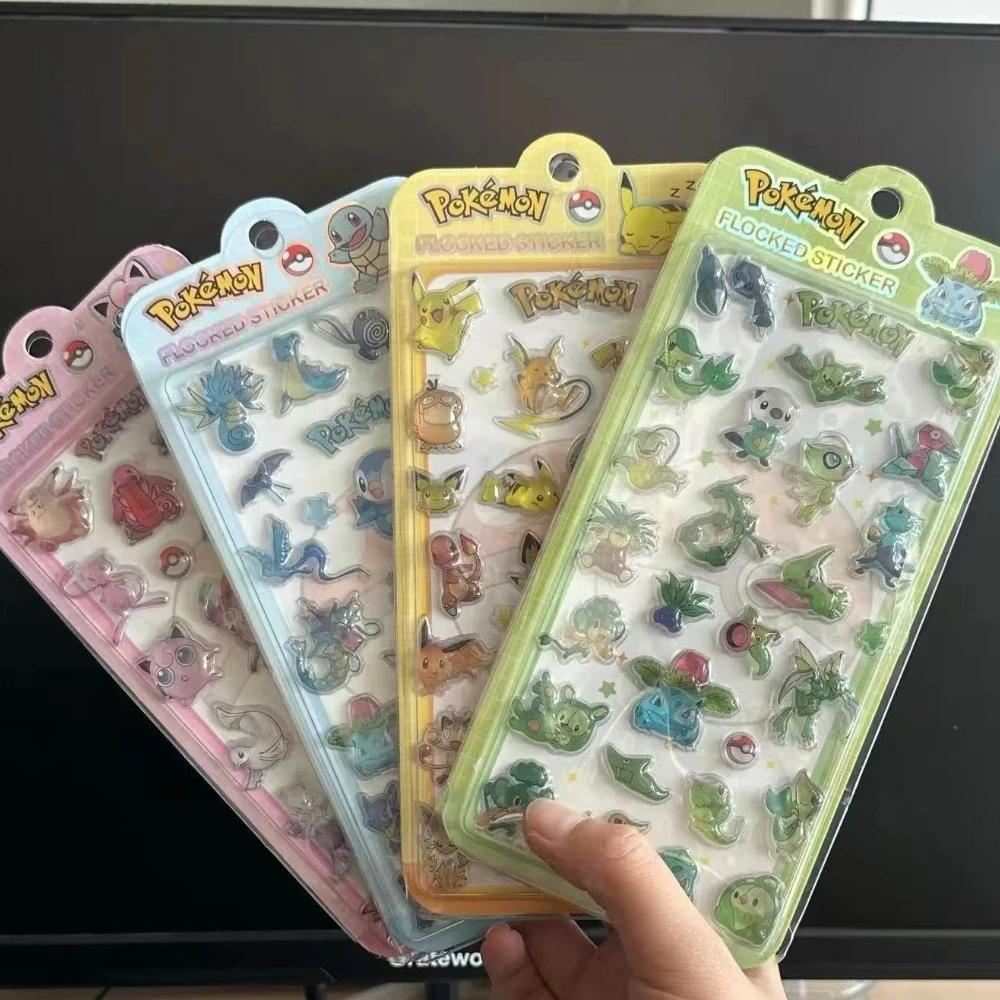 

Pokémon Sticker Cute Cartoon Creativity Journal Ornament New Fashion Exquisite Diy Phone Case Ornament 4-piece Set Gifts