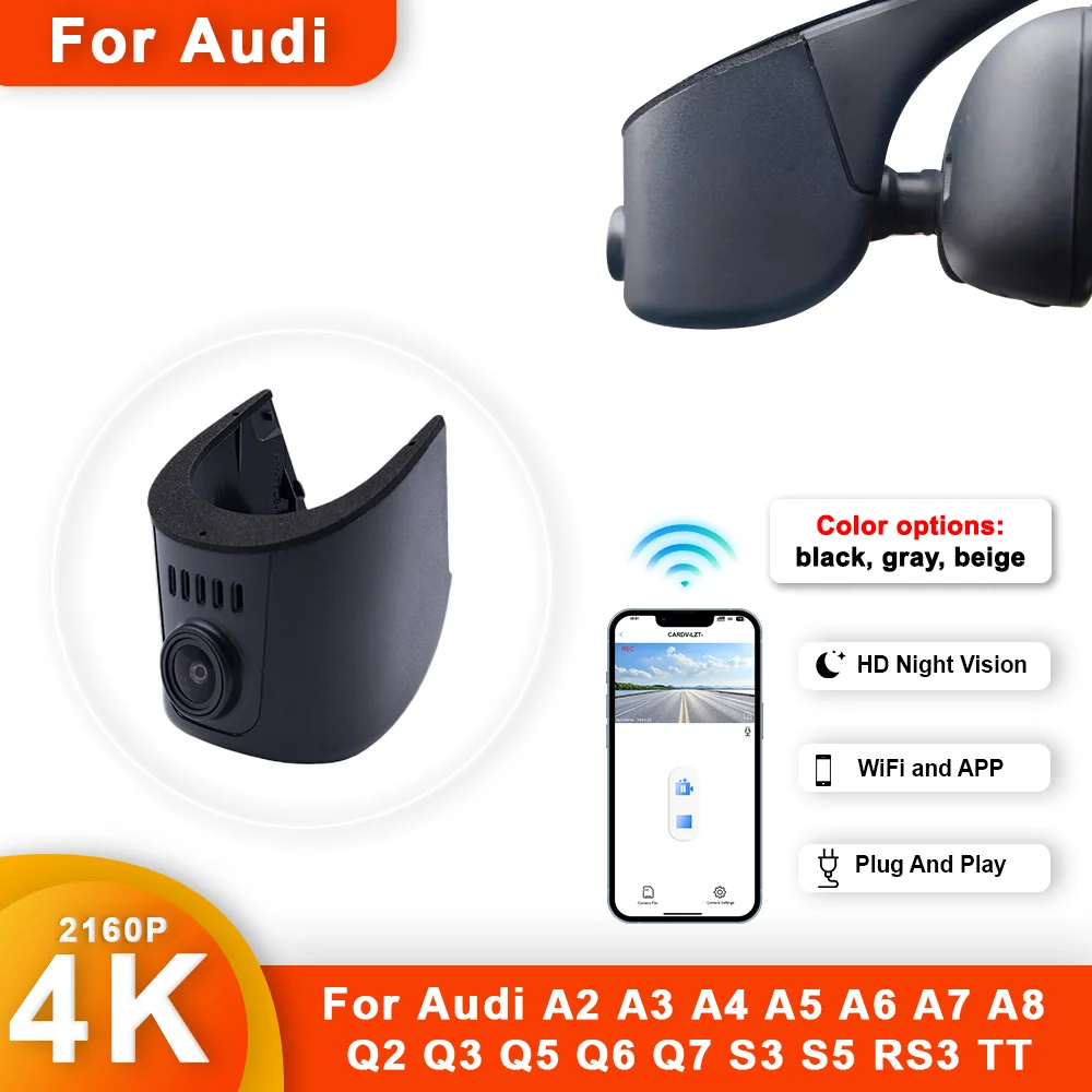 4K Dash Cam Car Camera Recorder Dashcam WIFI Car Dvr Recording For Audi A2 A3 A4 A5 A6 A7 A8 Q3 Q5 Q7 Q2 S3 S5 RS3 TT 2016-2019