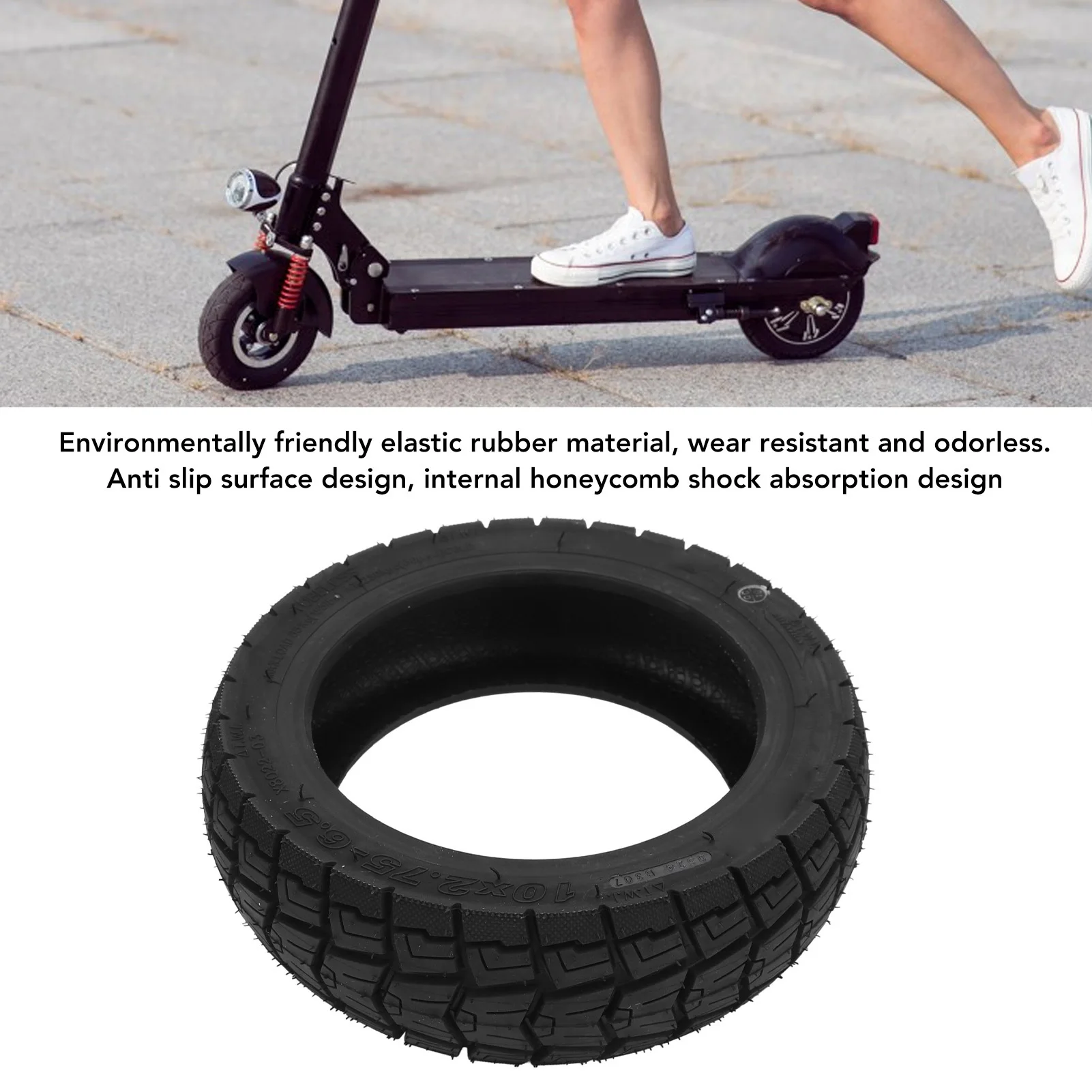 

ZK30 10x2.75-6.5 Electric Scooter Rubber Tires Strong Grip Prevent Slip Replacement Electric Scooter Rubber Vacuum Tire