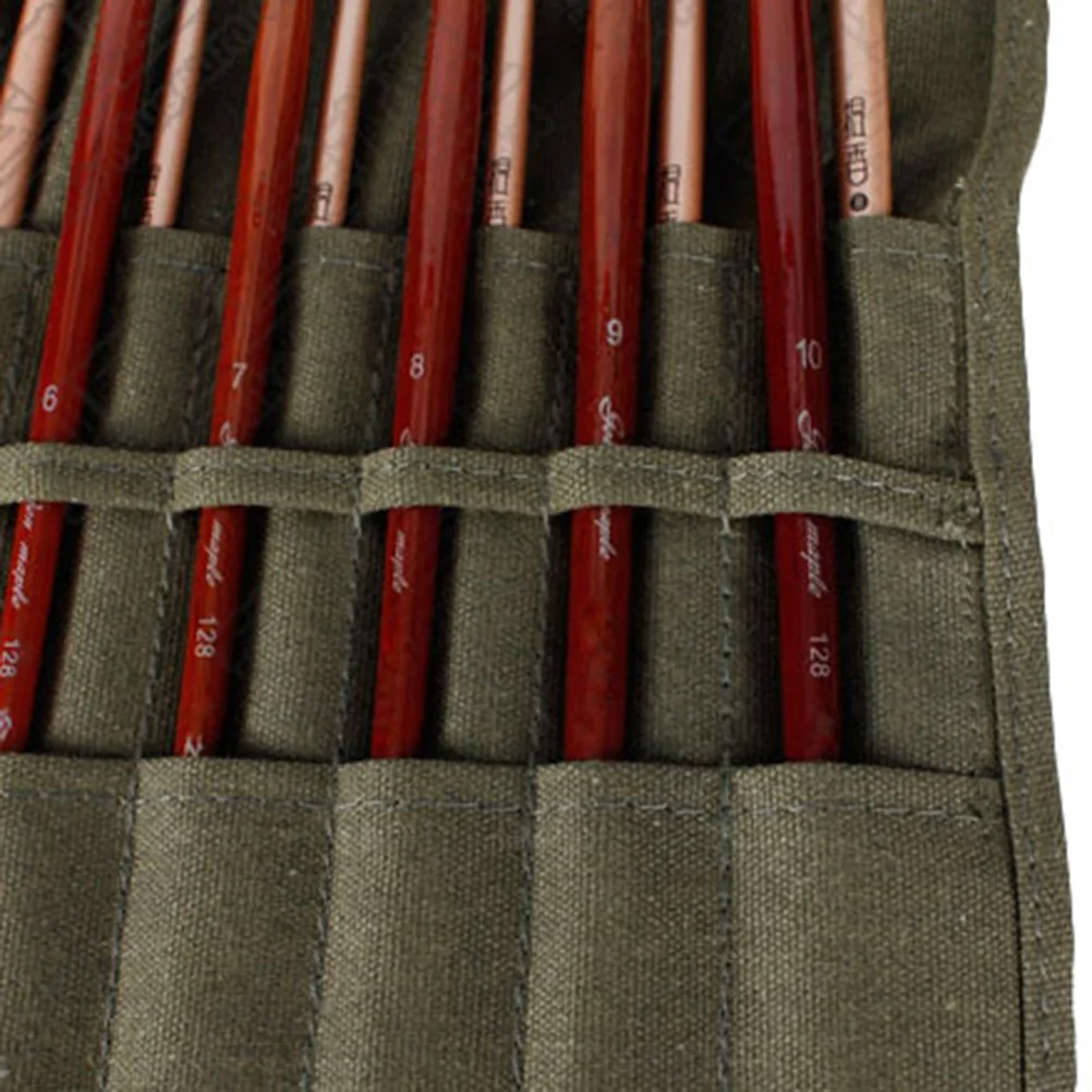

Paint Brush Holder Canvas Pouch Oil Brush Storage Roll Up Organizer Durable Breathable Fabric For Artist Watercolor