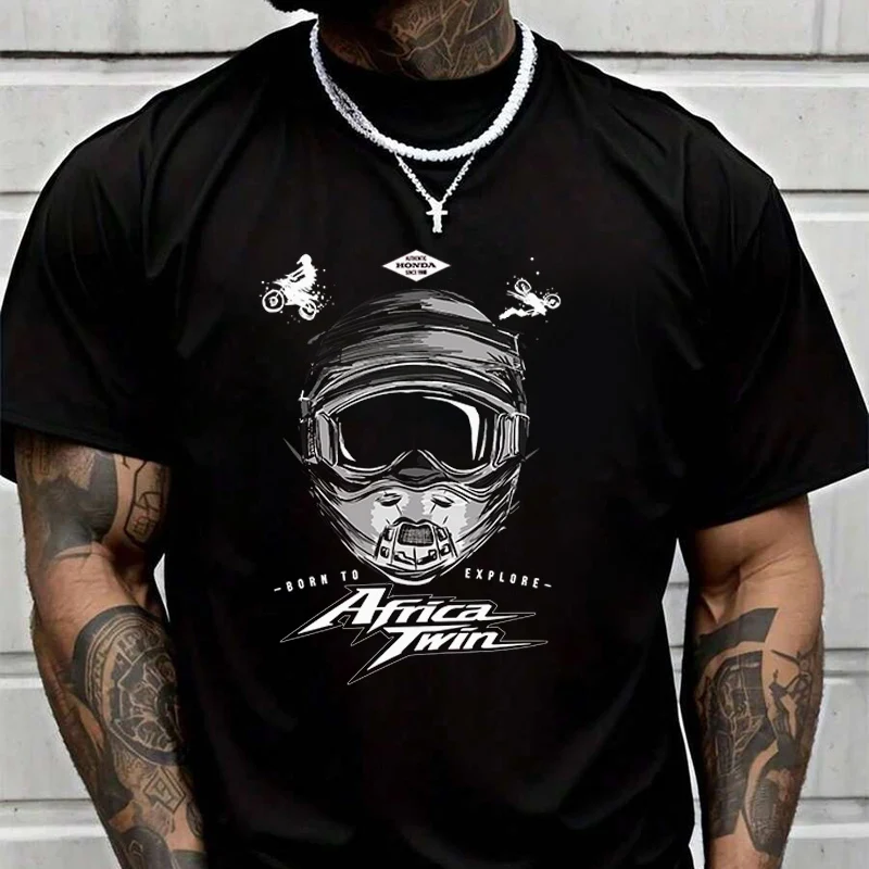 

Africa Twin Motorbike Adventure T-Shirt Male Brand Tee Shirt Men Summer T Shirts Casual High Quelity O-neck Tees