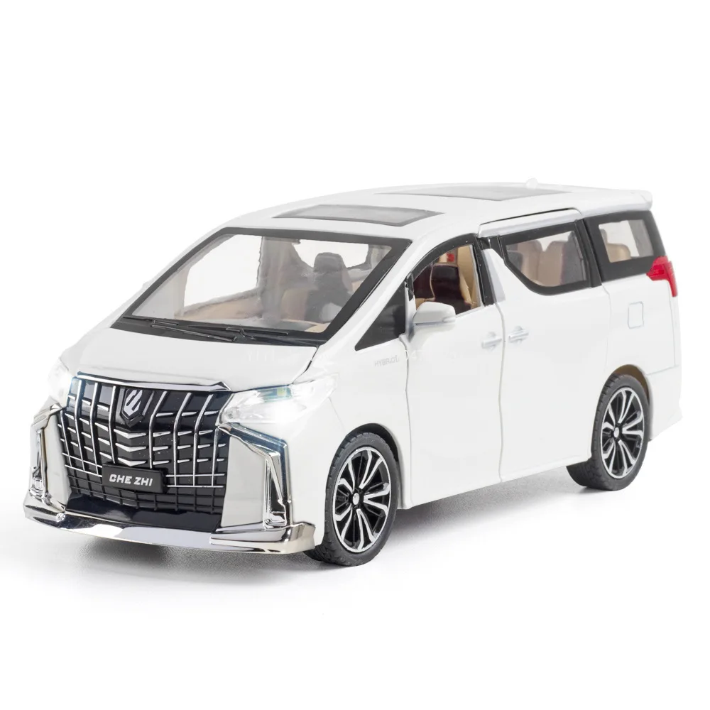 1:24 Alphard MPVรถของเล่นรุ่นโลหะผสมDiecastเสียงดึงกลับประตูเปิดยางยางจําลองยานพาหนะนําเสนอ 30