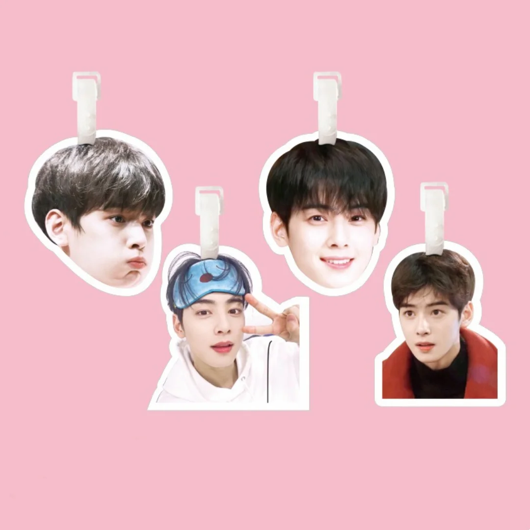 

Kpop Cha Eun-Woo Suitcase Accessories Schoolbag Pendant Big Head Figure High Quality Plastic Photo Paper EUN Woo Fans Pendants