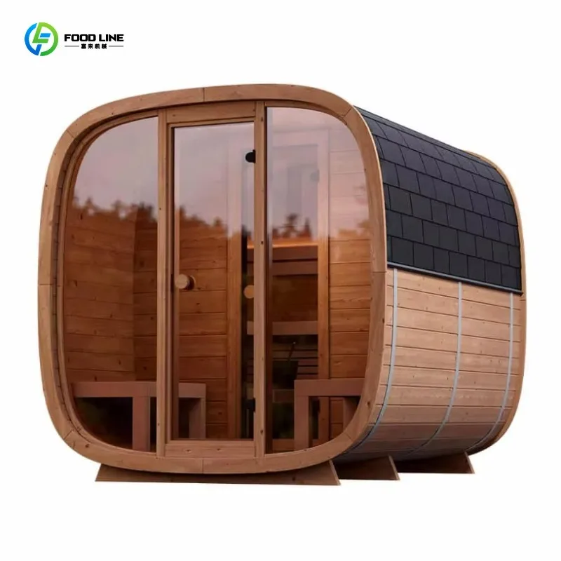 Customized Outdoor Sauna Made of Solid Wood with Integrated Changing Room