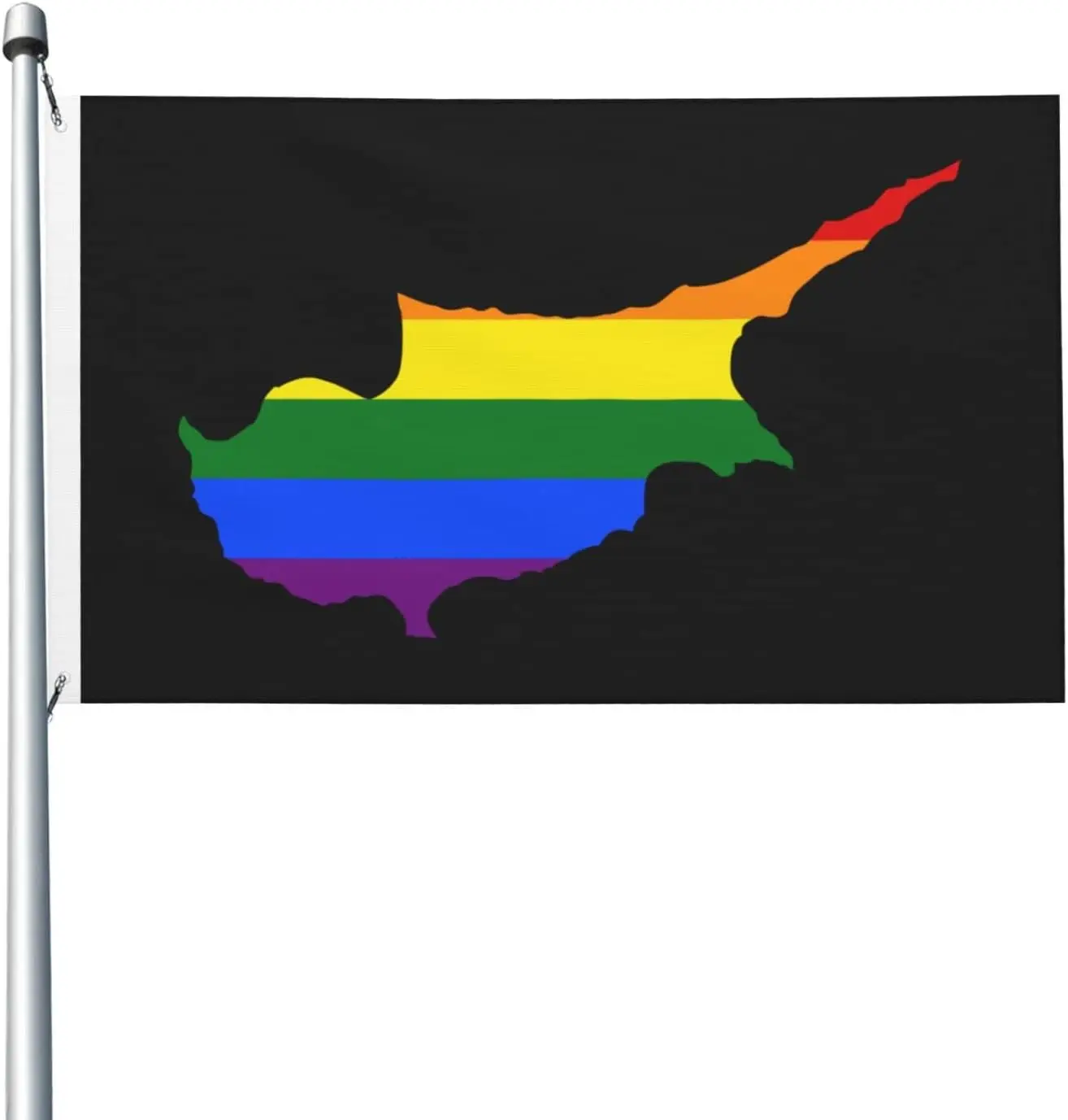 Flagnshow 100% Polyester LGBT Flag Map Of Cyprus Flags