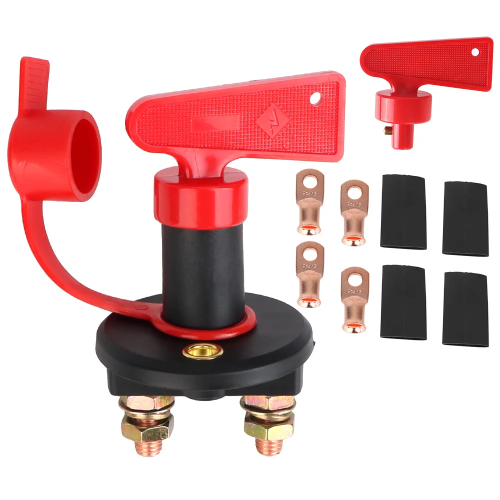 2 Keys Removable Battery Switch Battery Isolator Disconnector Vehicle Car Modified Main Cut Off Kill Switch 12V 24V 125A
