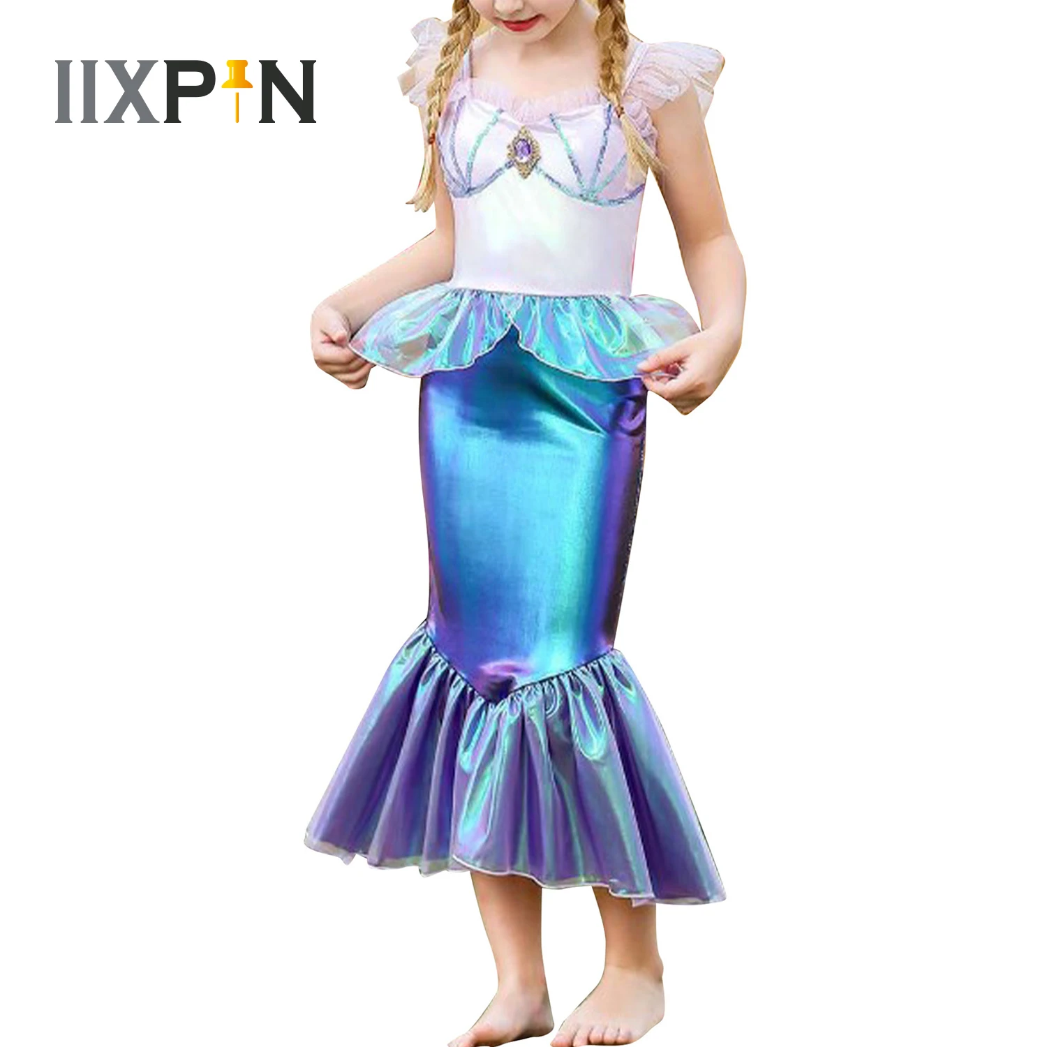 

Mermaid Dress Girl Princess Dress Kids Halloween Mermaid Cosplay Costume Children Carnival Birthday Party Clothes Fancy Dress Up