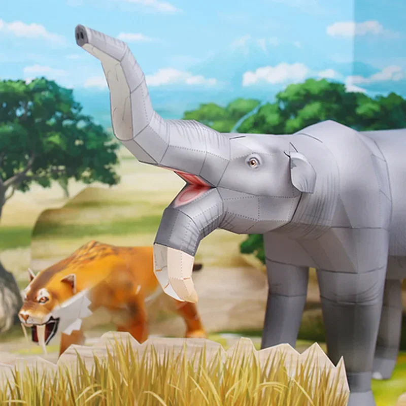 Deinotherium éléphant Origami Art pliant Mini modèle en papier 3D Papercraft figurine animale bricolage enfants adultes jouets artisanaux faits à la main QD-227