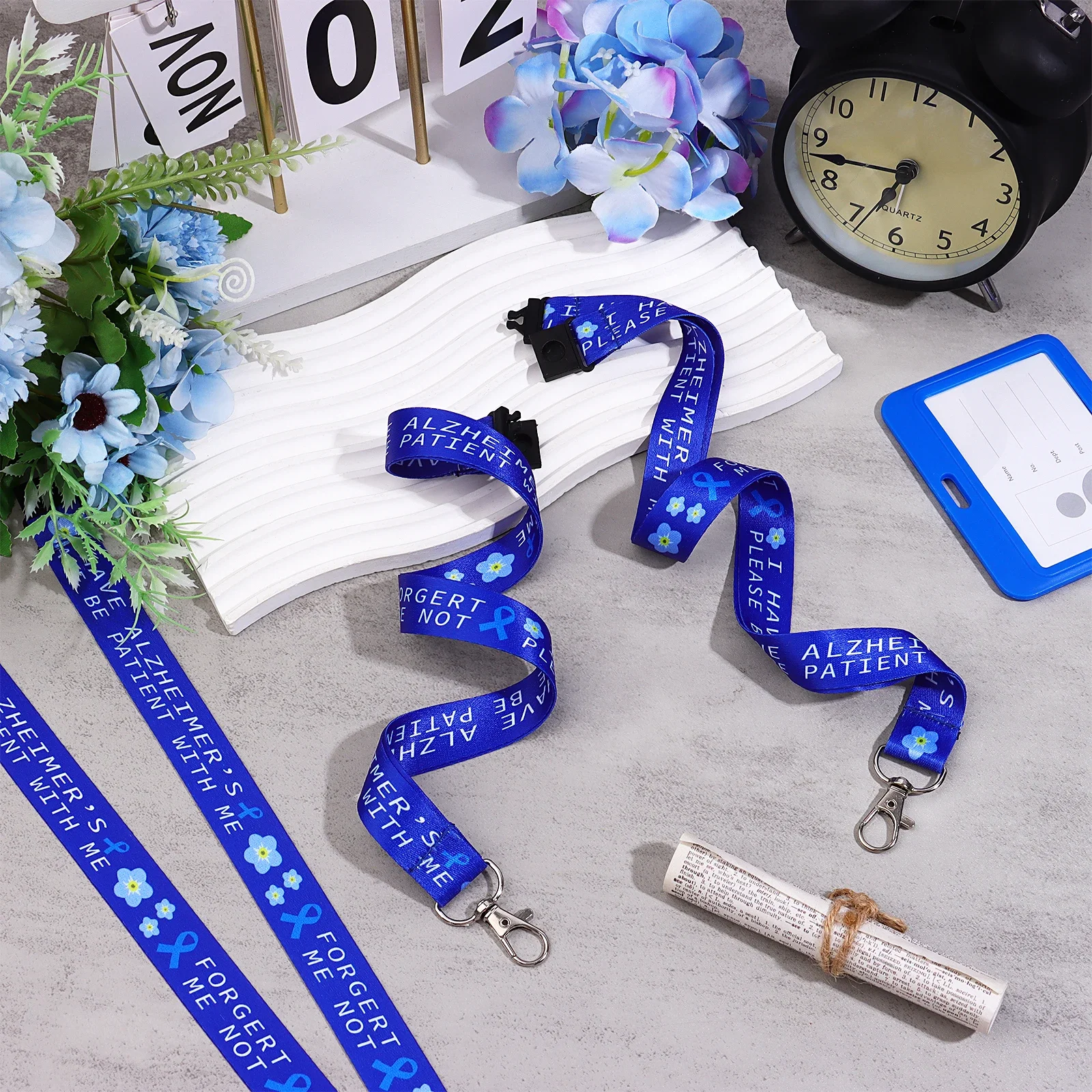 

RUIYELE 12 PACK Alzheimer's Awareness Lanyard Dementia Forget Me Not Lanyard I Have Alzheimers Please Be Patient With Me Forget