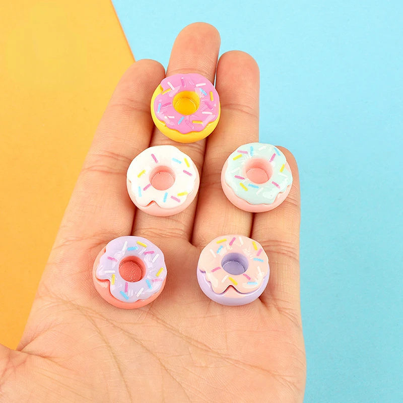 10pcs Kawaii Resin Mini Donuts Scrapbook Supplies Fake Food Flatback Flat Back Embellishments Cabochon Miniatures Diy Decoration