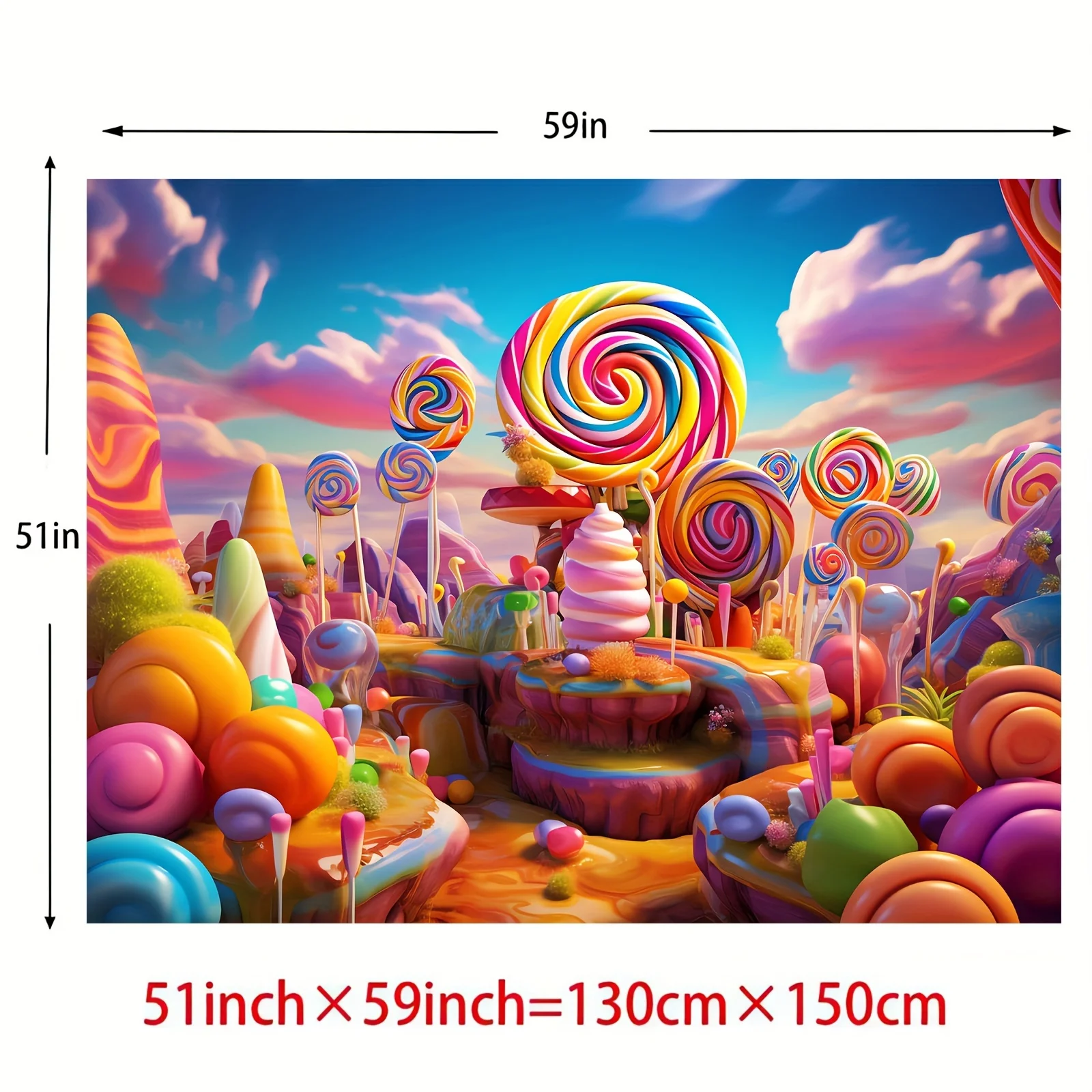 1pc, candy background photo props, polyester banner decoration, party home decoration, party wall decoration