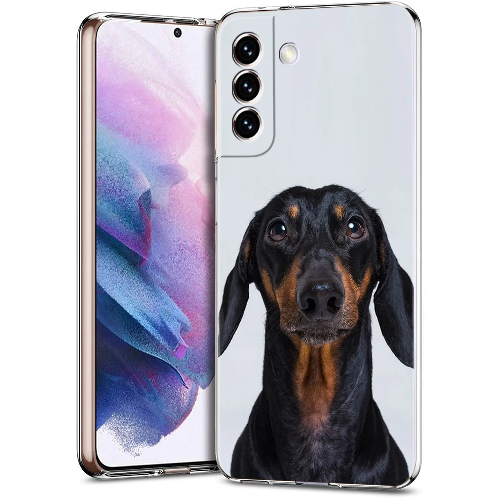 Phone Case For Samsung Galaxy S24 Ultra S23 FE S22 S20 S21 5G S10 S9 Plus S10E S8 Soft Clear Dachshund Sausage Dog Cover