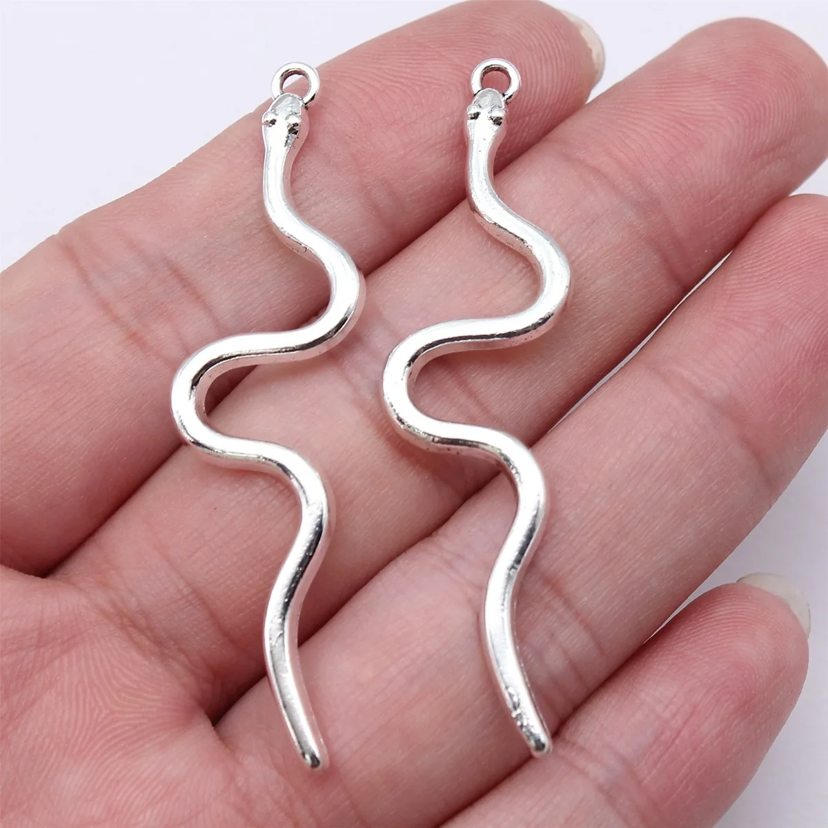 WYSIWYG 20pcs 55x16mm/34x12mm Antique Silver Color Snake Charms Pendant For DIY Jewelry Making Handmade Jewelry Craft Findings