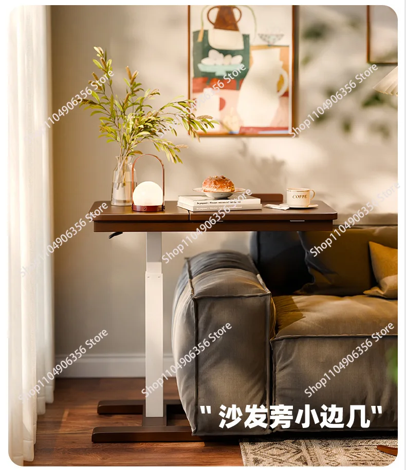 for Solid wood removable bedside table household lift computer table desk bedroom bedside small table with wheels sofa side few