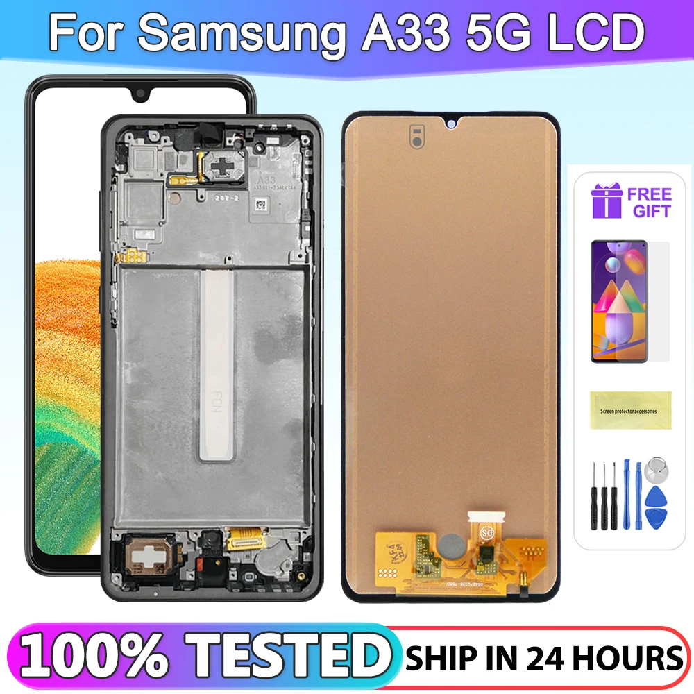 tft A33 5G Display Screen Replacement, for Samsung Galaxy A33 5G A336 A336E A336B Lcd Display Digital Touch Screen with Frame