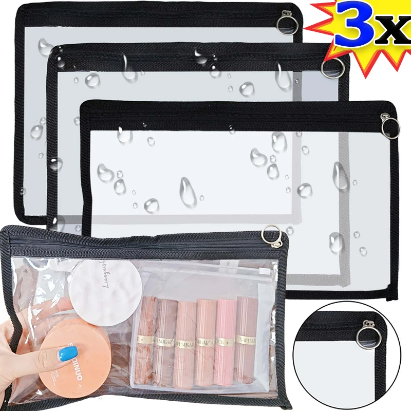 

1/3pcs PVC Waterproof Multi-function Makeup Storage Bag Cases Cosmetic Handbag Anti Scratch Cases Pen Bag Clear Large Capacity