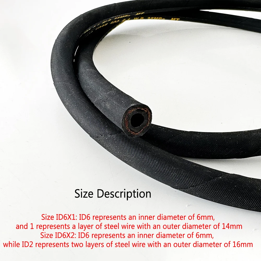 1 Meter High-Pressure Oil Pipe Hydraulic Assembly Steel Wire Braided Hydraulic Hose High Temperature Resistant Rubber Pipe