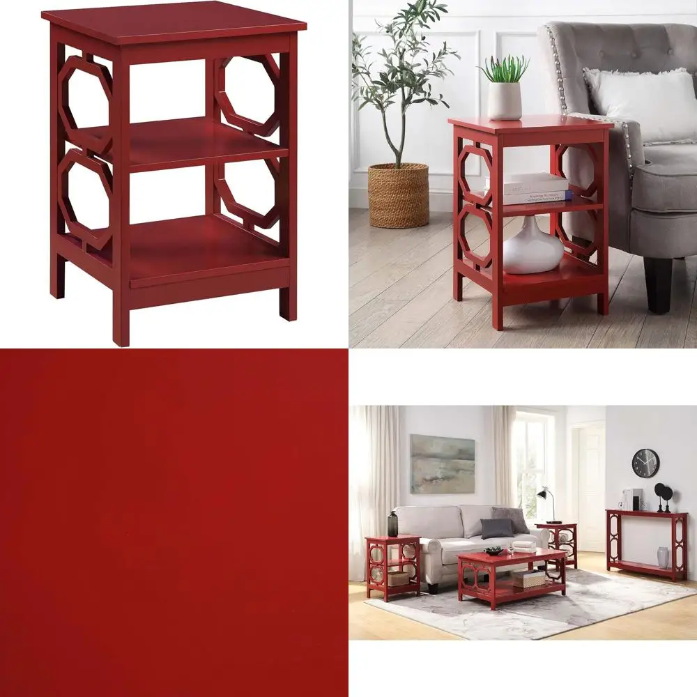 

Cranberry Red End Table with Storage Shelves