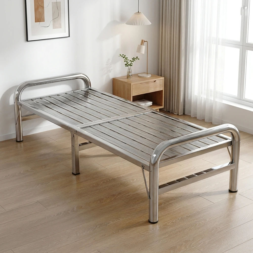 Cama Plegable de Hierro Resistente para Oficina, Cama Portátil Plegable que Ahorra Espacio, Cama Multifuncional para Dormitorio
