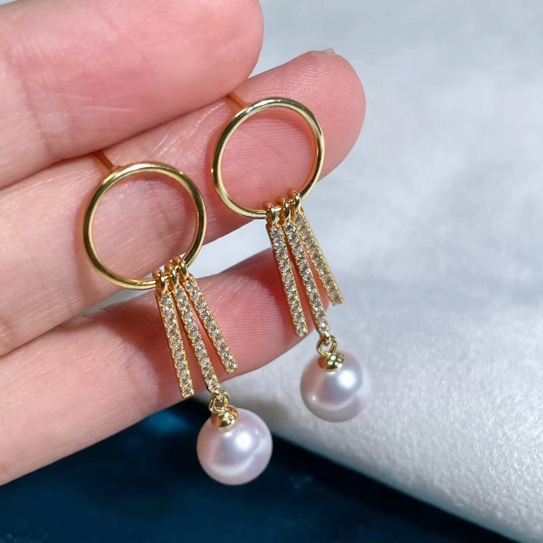 

925 Sterling Silver Earrings Mount Findings Settings Base Mounting Parts for 7-10mm Pearls Agate Crystal Stones Coral Beads