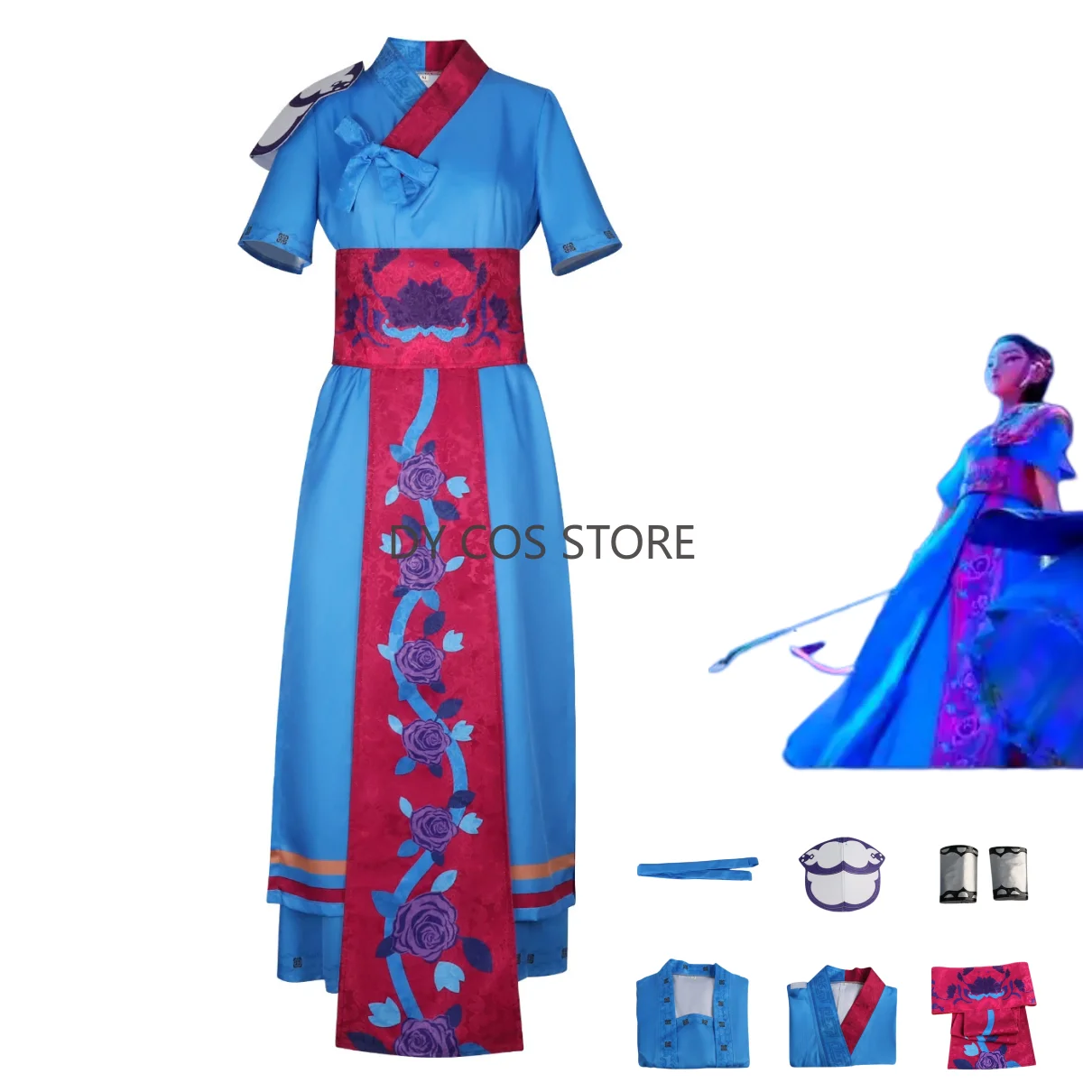 

Anime Movies KPop Demon Hunters Ancestor Mira Cosplay Costume K-Pop Blue T-shirt Robe Coat Man Woman Halloween Carnival Suit