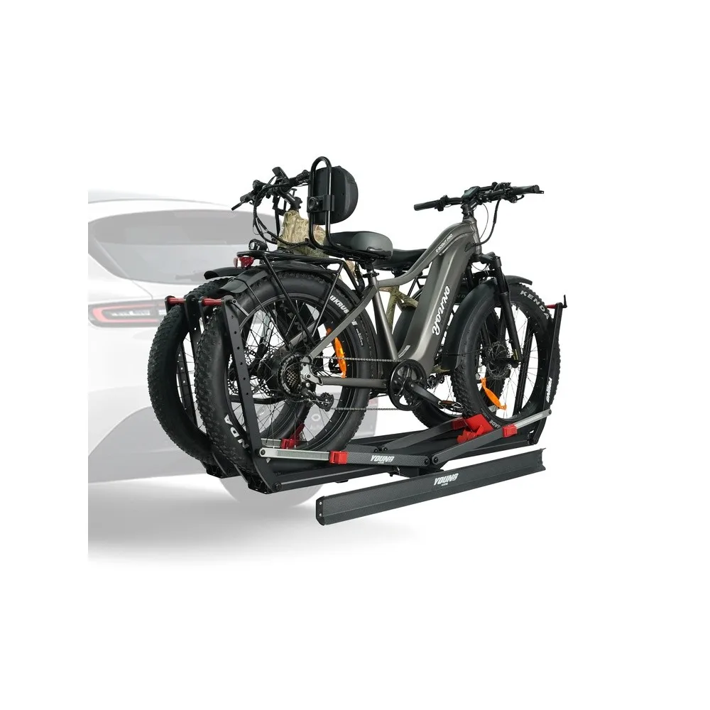 200 lbs Ebike Rack with Ramp for Tow Hitch Tire Clamps