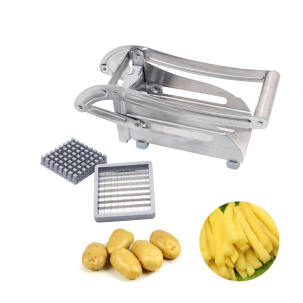 

Stainless Steel Potato Cutter Slicer Chipper French Fry Cutter Kitchen Snack Bar Skid-Proof Handle Easy Clean Silver Dad