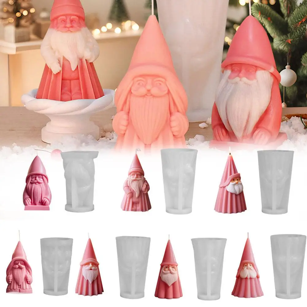 3D Santa Claus Silicone Candle Mold DIY Dwarf Gypsum Aroma Production Home Resin Crafts Tool Candle Soap Decoration Mold K1K7