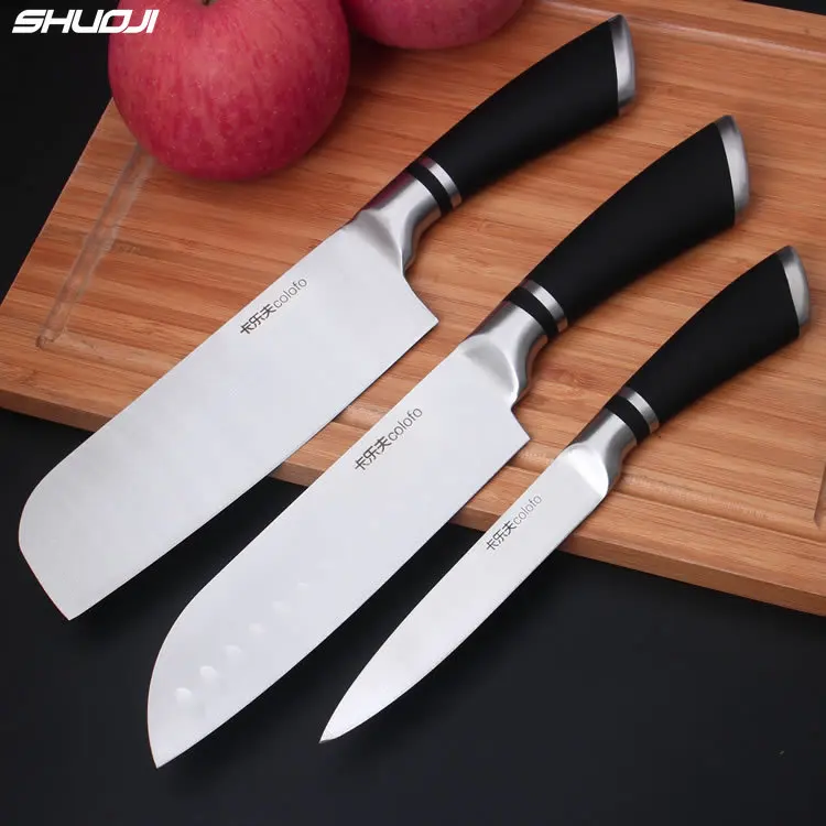 3 PCS Popular Stainless Steel Kitchen Knife Set Chopping Santoku Utility Knife 3Cr14mov Chef Knives Set Super Sharp Cooking Tool