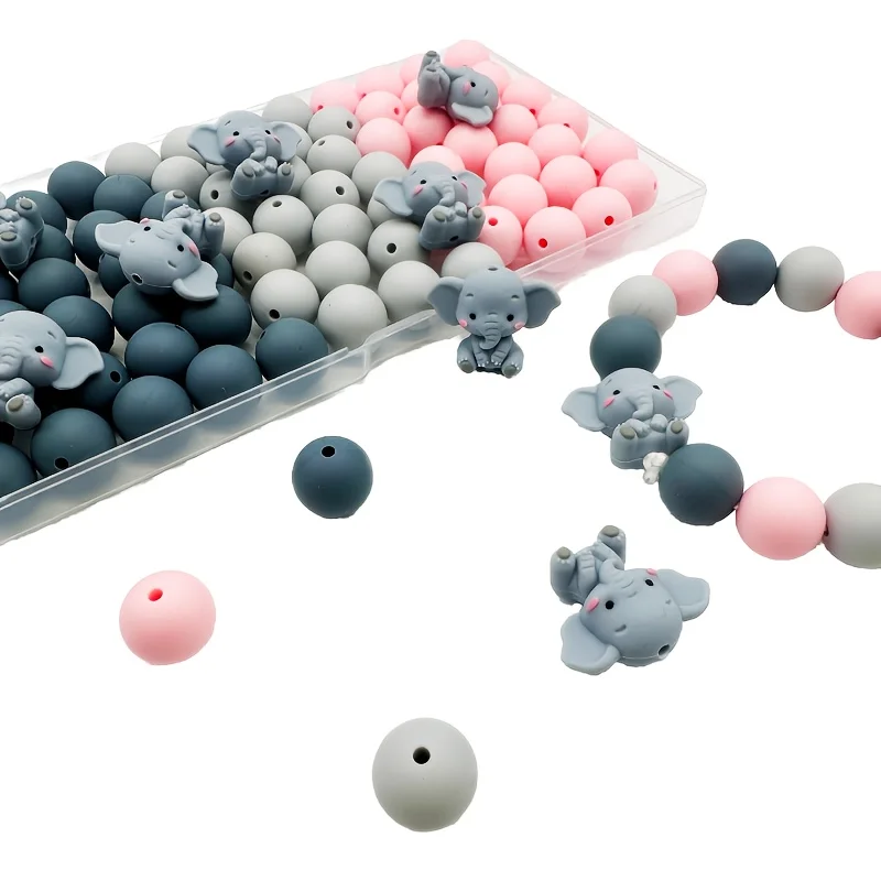 33PCS Animal Series Silicone Focal Beads DIY Necklaces Plastic Pen Beads Key Chains Car Decoration Chains Bag Chains