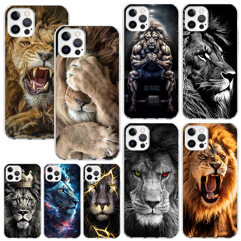 Lion Alpha Male Cub King Phone Case For Iphone 16 15 14 13 Pro Max 12 Mini 11 X Xr Xs 7 Plus 8 + Se 2020 Art Fundas Back Cover