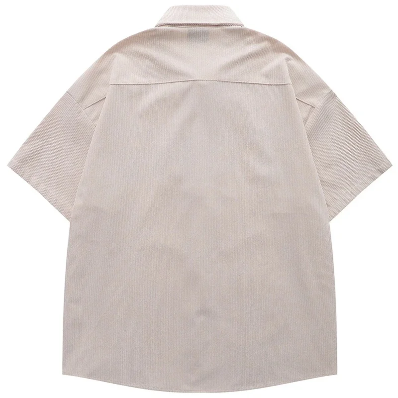 Cat Embroidery shirts Men Vintage Oversized Casual Loose Button Up Blouse Unisex Y2K
