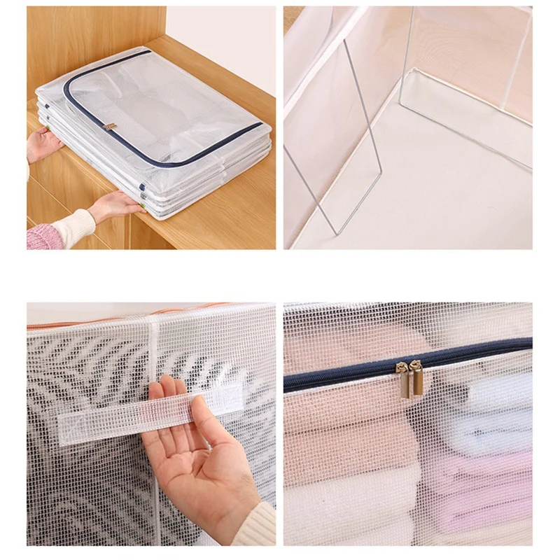 Cloth Clothes Steel Frame Transparent Storage Box Bed Sheet Blanket Pillow Shoe Rack Container Foldable Storage Case