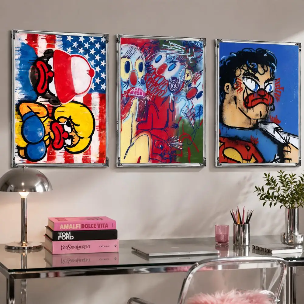 Vintage art O-Olaolu Slawn Art Abstract Poster Self Adhesive Wall Decor Waterproof Removable for Bedroom Living Room bar Gift