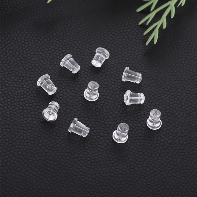100 teile/los Klar Weiche Silikon Gummi Ohrring Rückseiten Sicherheit Kugel Stopper Gummi Schmuck Zubehör DIY Teile Ohr Einstecken – Detail 2