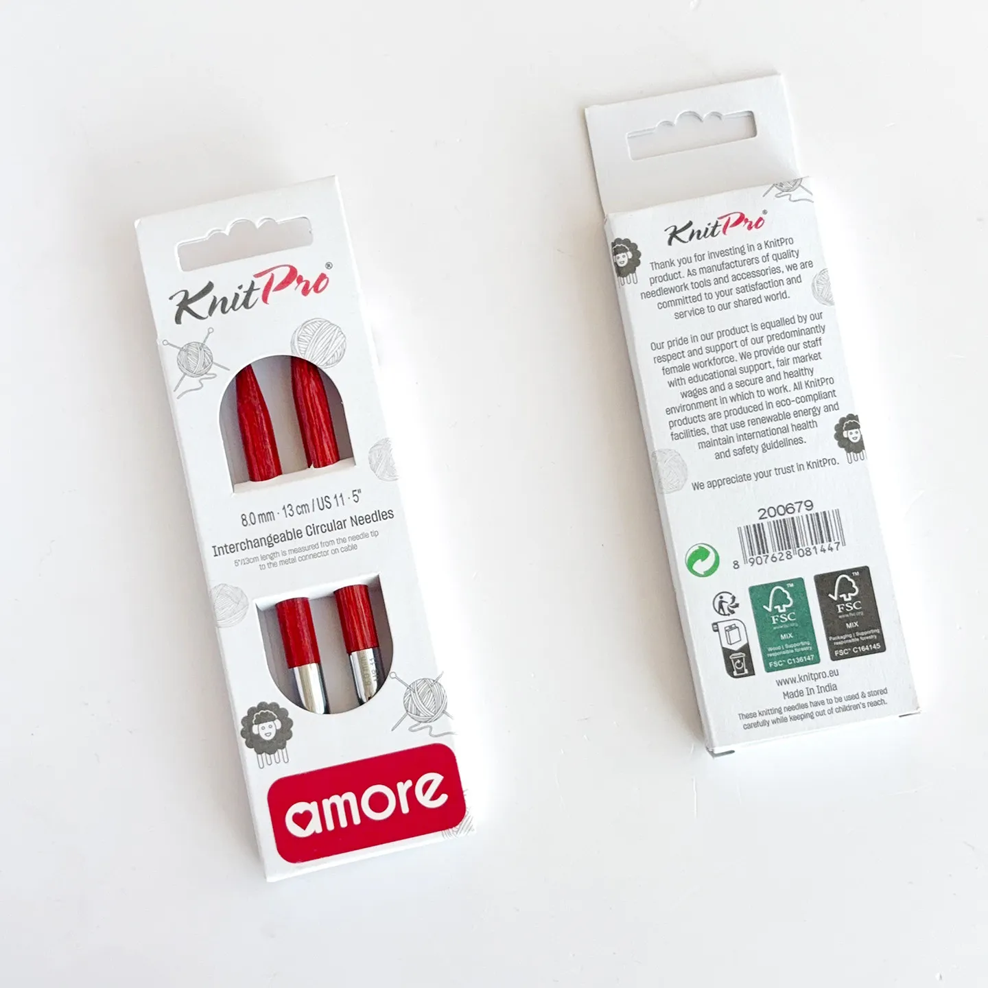 Neue Knitpro Amore Red Regular 5 Zoll abnehmbare Birkenholzring-Stricknadel, glatt. – Detail 5