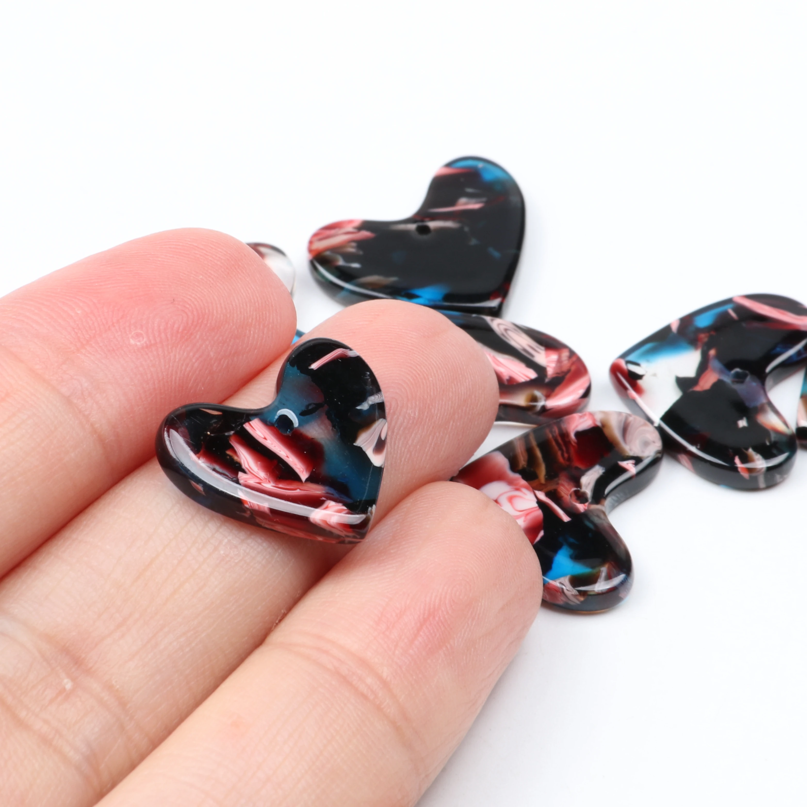 Acetat-Acryl-Anhänger, Schildpatt-Charms, herzförmig, Boho-Schmuck, Ohrringteile, Ohrringzubehör, handgefertigt, DIY-Verbinder – Detail 5