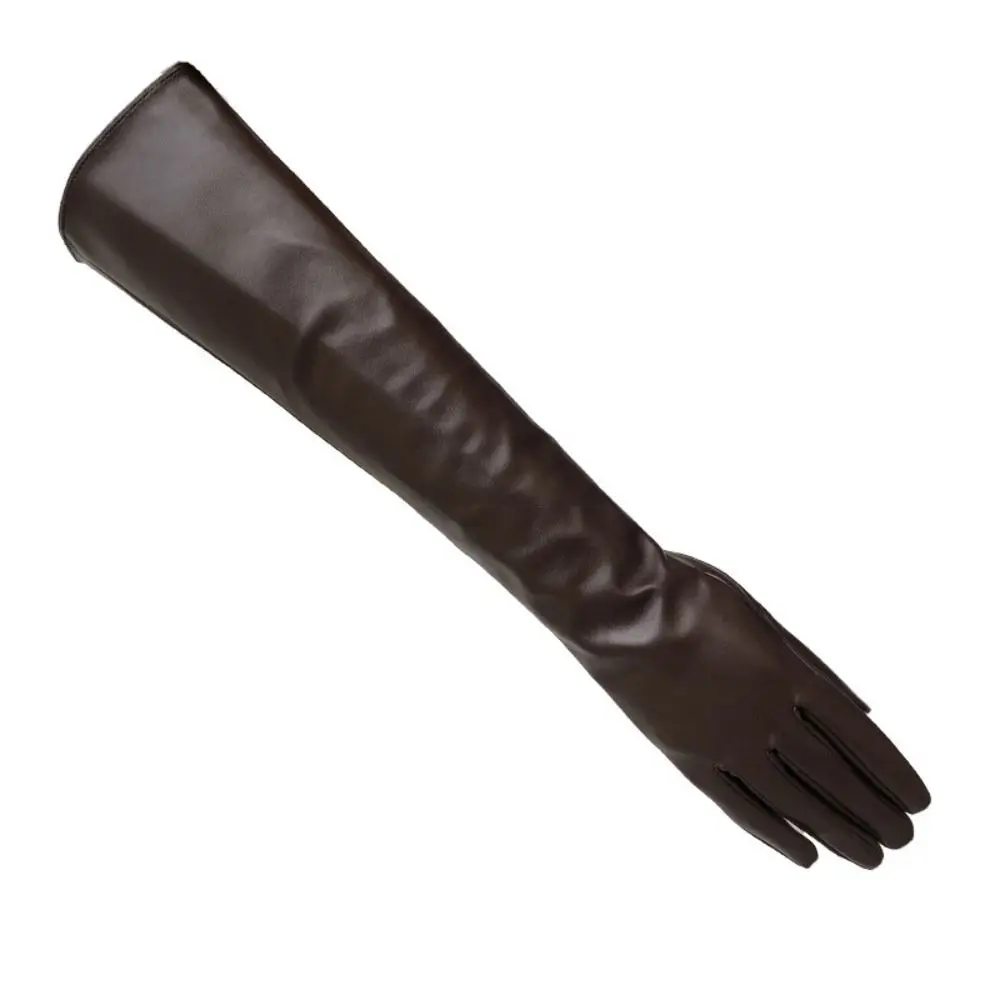 Elegant Long Elbow Gloves Soft Material Keep Warm Patent Leather Gloves Costume Accessories Black Evening Party Gloves
