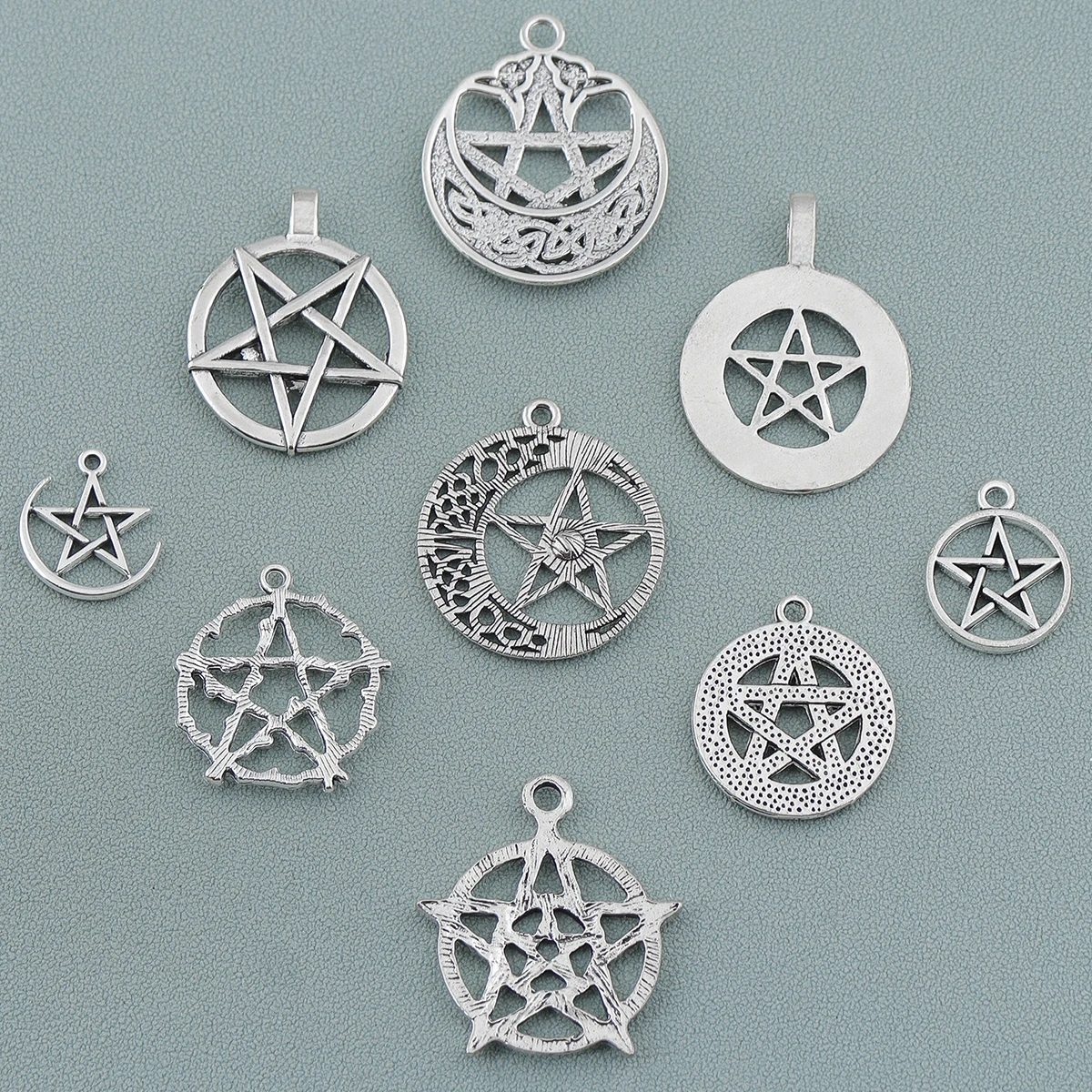 10 PCS Vintage Pentacle Star Alloy Metal Charms Pentagram Witch Magic Pendants For DIY Necklace Bracelet Earrings Jewelry Making