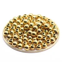 100Pcs Stainless Steel Round Perforation Drilling Solid Loose Bead Through Eye Ball Golden Diy Jewelry Accessories  2 3 4 5 6mm