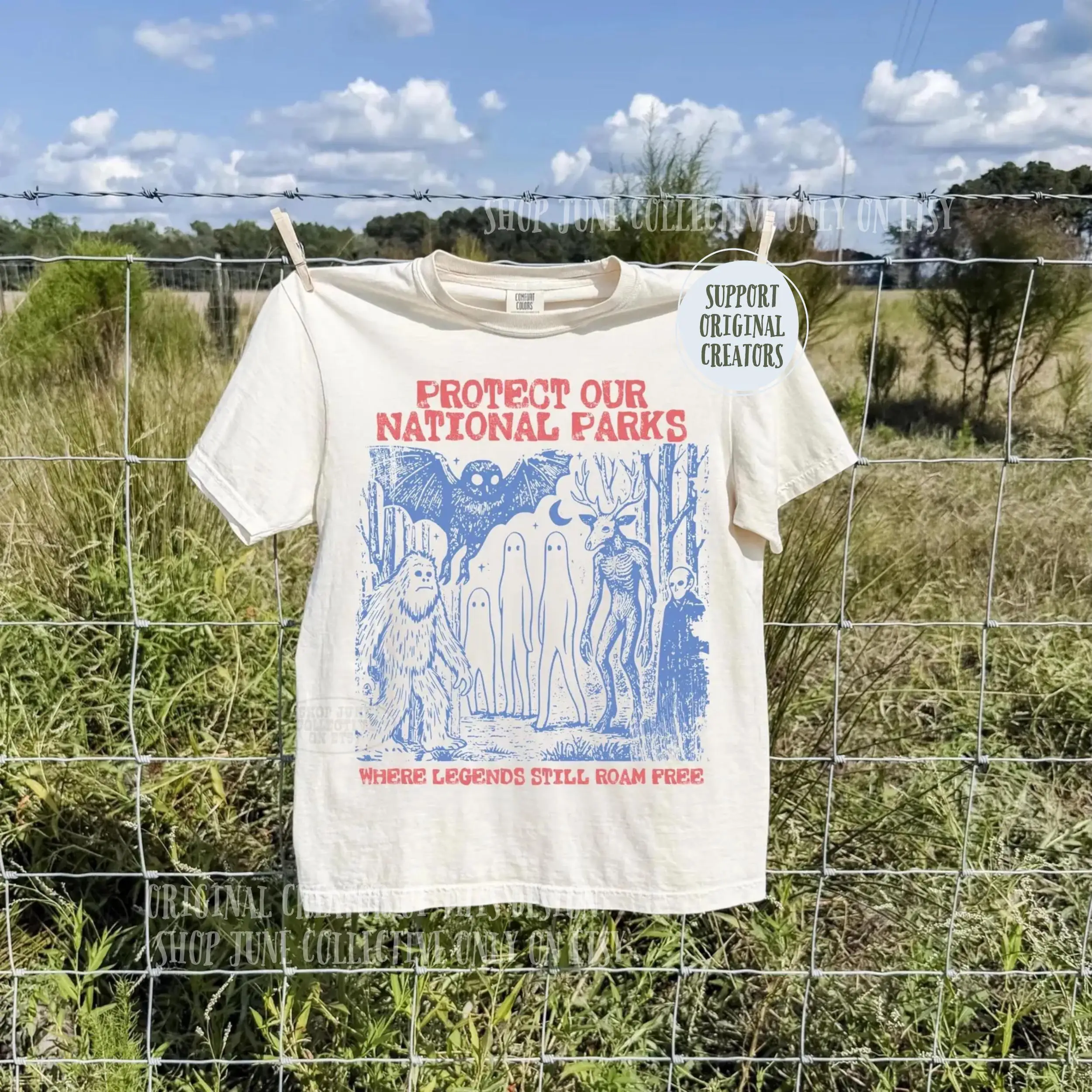 Cryptid Nationalparks Shirt 90er Jahre Schützen Sie Unsere Parks Vintage Camping Wandern T-Shirt Retro Wanderlust Shirt Fantasy-Kreaturen T-Shirt – Detail 5