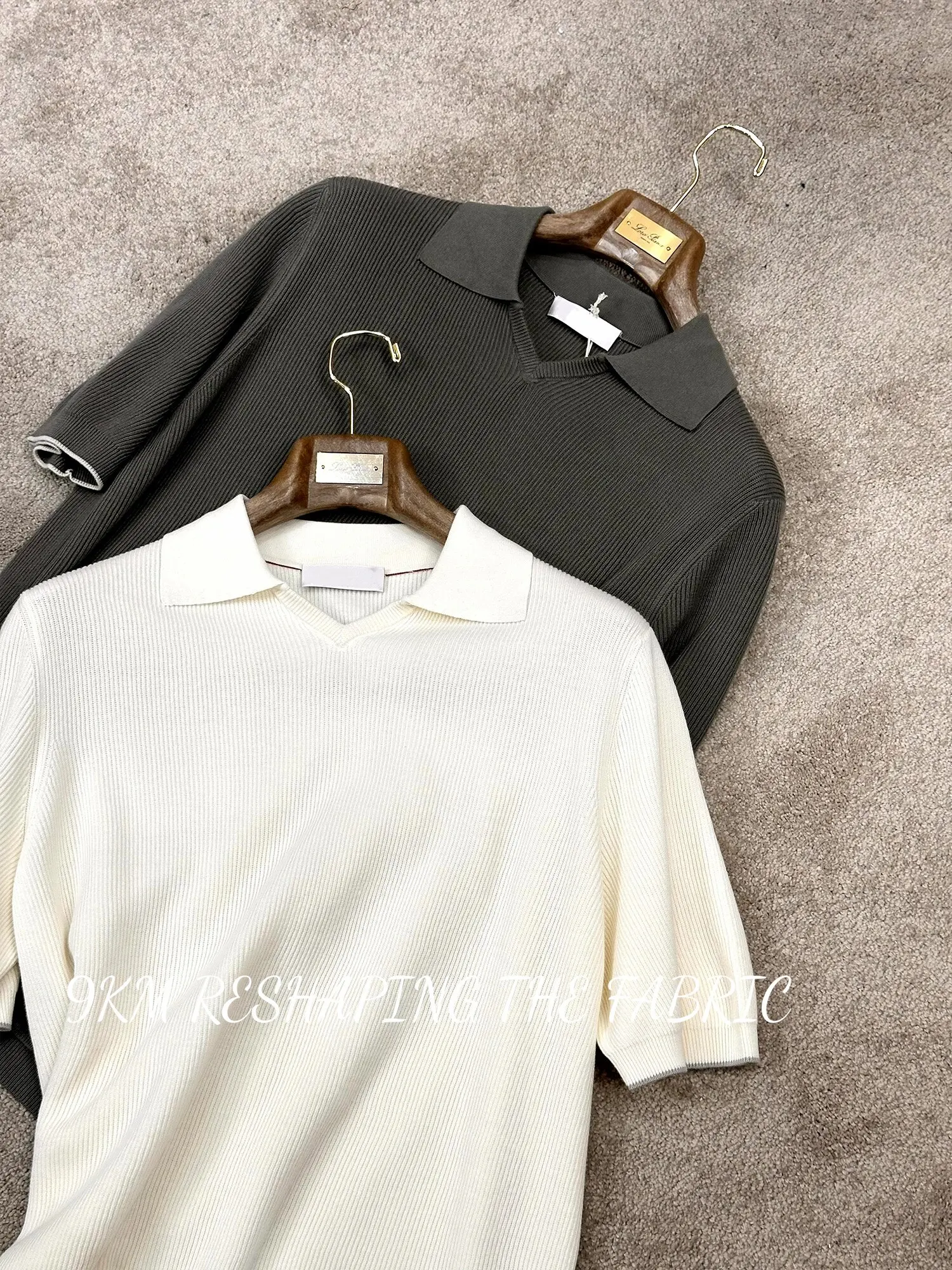 BC Stoll's old money wind seagull neck knitted sweater 100 long-staple cotton British ribbed polo shirt