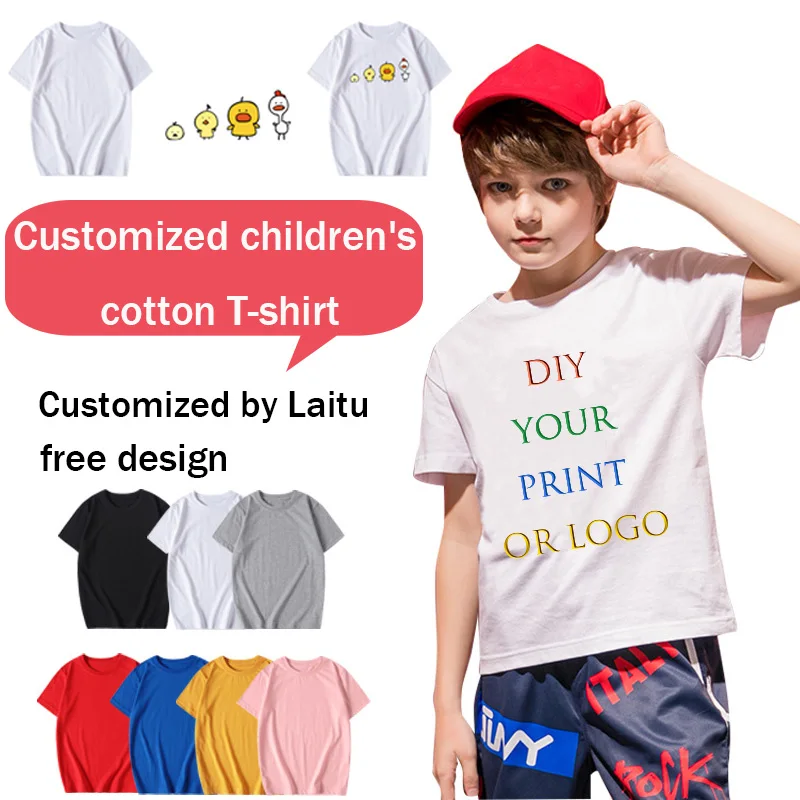 DIY Your like Photo or Logo Kids T Shirt Tops for Child Boys Girls Baby Toddler Cotton Clothes Children Summer Tees 1-8 Years