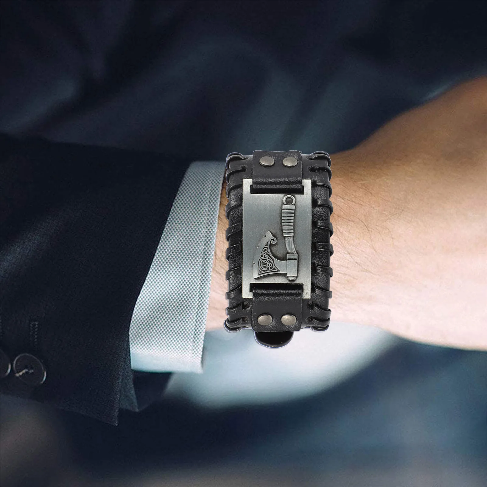 

Braided Bracelet Men's Wide Woven Retro Fine Handcraft Comfortable Wear Ideal for Biker Festival Costume