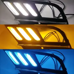 LED Flog Lamp For Volkswagen VW Jetta Sagitar MK6 2015 2016 2017 2018 DRL Daytime Running Light Dynamic Turn Signal 12V
