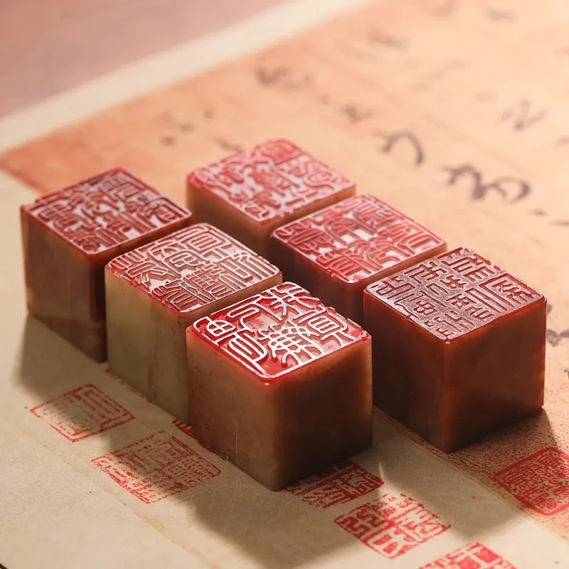Shoushan Stone Finished Stamps Seal Personalized Custom Logo Name Stamp Chinese Ancient Poetry Stamps Chinese Painting Art Stamp