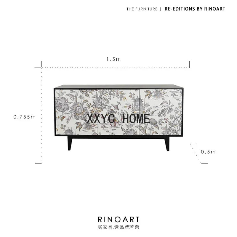 

Middle-Ancient Sideboard Cabinet "Cream Black and White