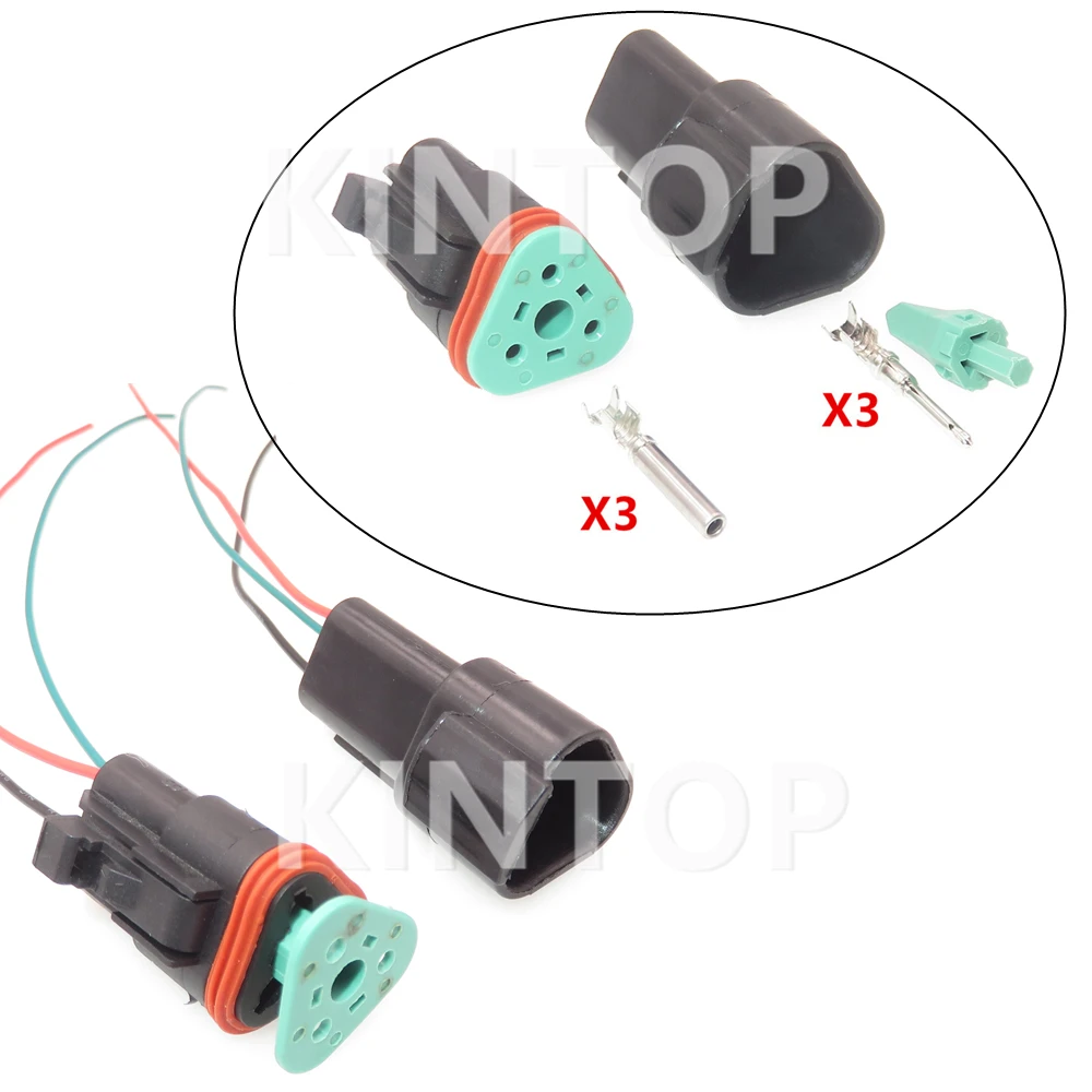 

1 Set 3 Pins Automobile Wire Cable Socket Starter With Wires DT04-3P-E005 DT06-3S-E005 Car Waterproof Connector Auto Parts