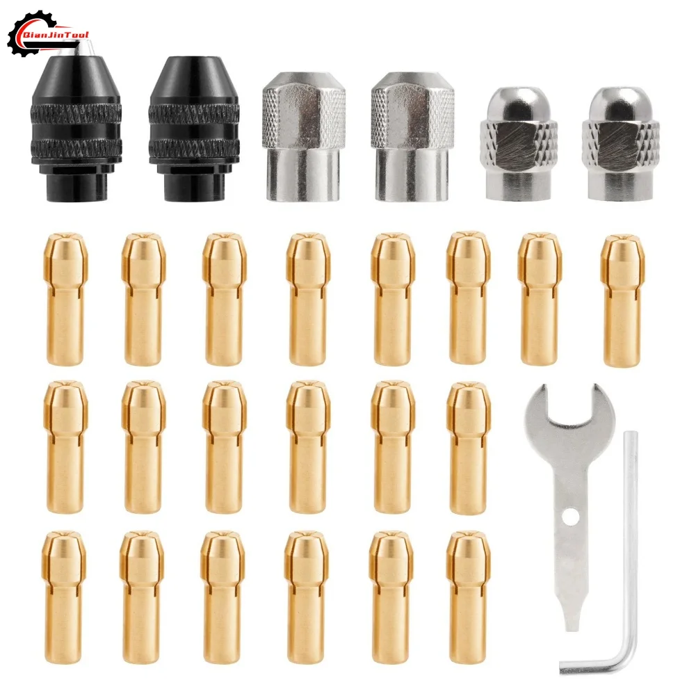 

28Pcs Drill Chuck Set Dremel Rotary Tool Collet Adapter Quick Change Drill Polishing Engraver Replacement Accessories Set