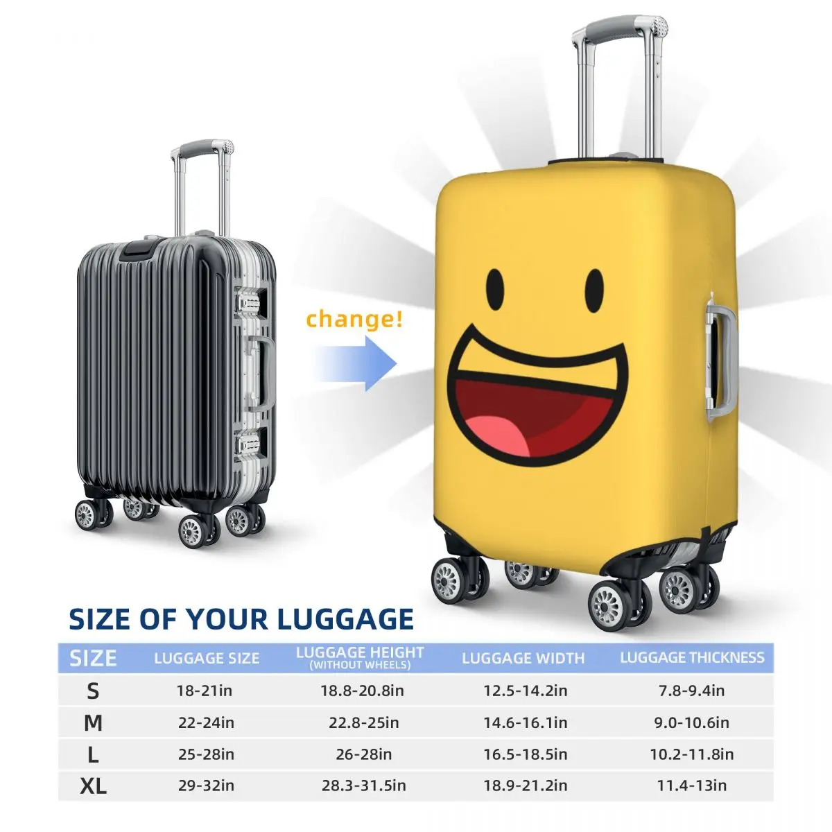BFDI Big Smiley Face Funda protectora para maleta Fundas protectoras elásticas para equipaje de viaje para 18-32 pulgadas